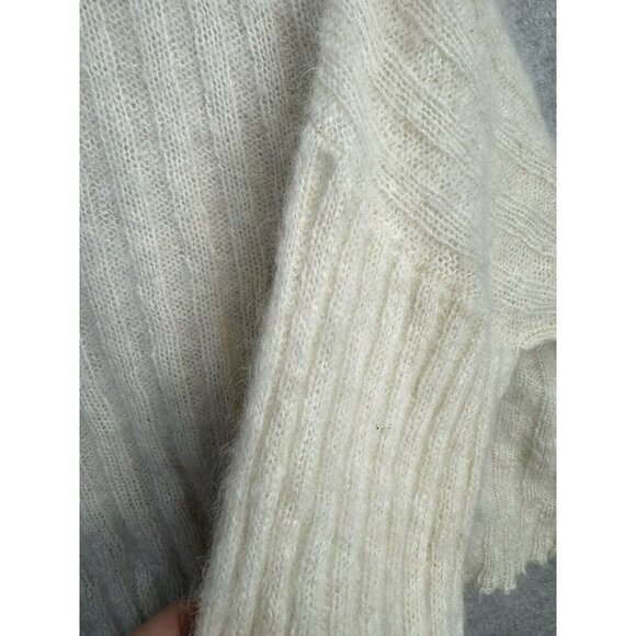 Free People Alpaca Blend Slouchy Oversized Sweater Cream Cowl Neck Fluffy Sz XS - Picture 7 of 16